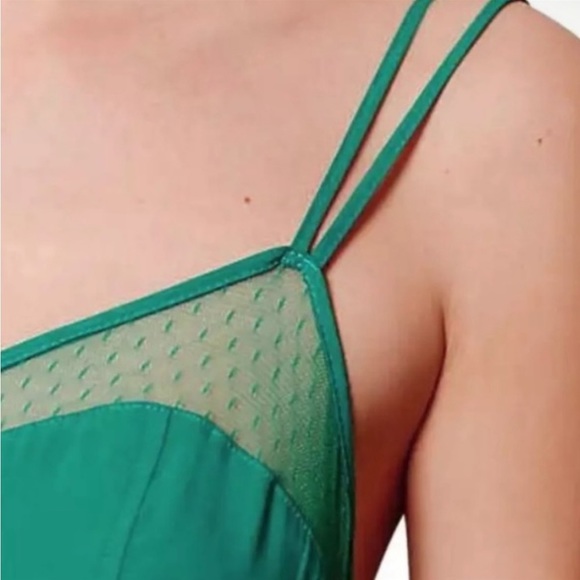 Anthropologie Silky Slip Dress Nightie Medium 6 8 Blue Mesh Inserts GR8 GIFT NWT - Picture 5 of 16